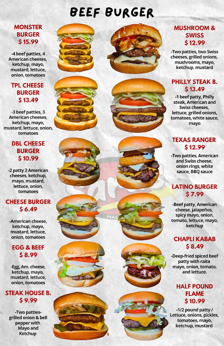 Menu Sara's Halal Burgers & Nyc Gyro-2